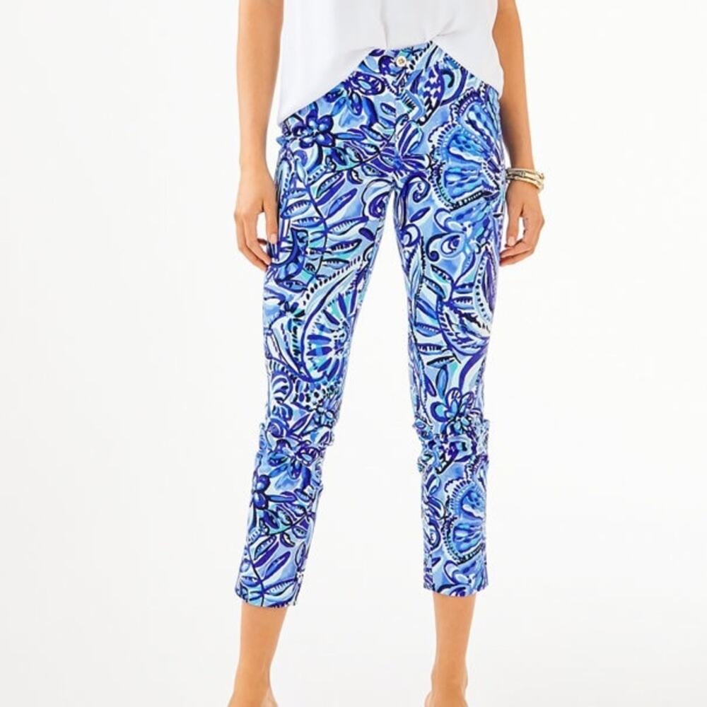 Lilly Pulitzer HR Skinny Ankle Pant in Iris Blue Zanzibar Zoo